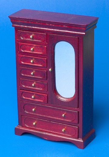 Wardrobe Mirror & Drawers - mahogany