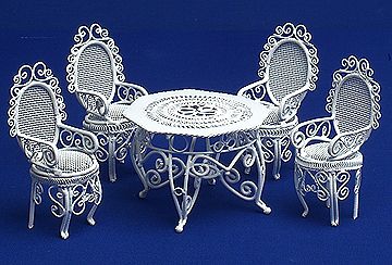 Table & Chairs (white wire)