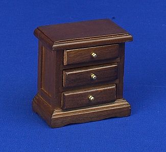 Bedside Chest - 3 drawer walnut