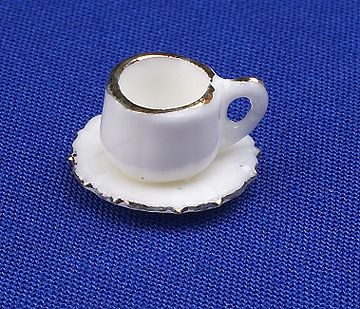 Cup & saucer - white & gold