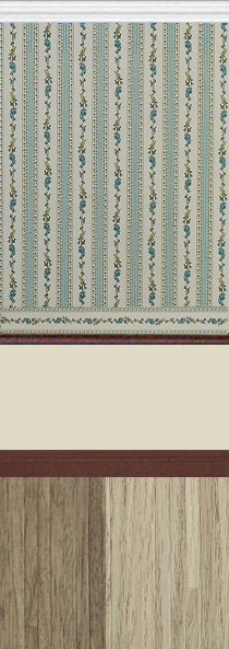 Floral Stripe With Stained Mouldings & Floorings