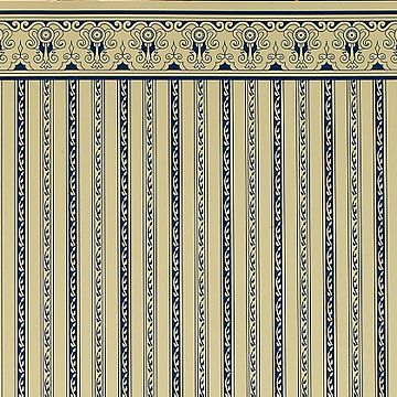 Wallpaper - Stripe With Border (blue)