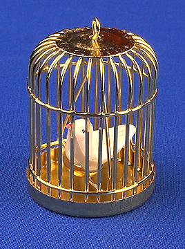 Bird in Cage - brass
