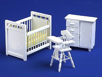 Nursery Cot Set 3 piece - white