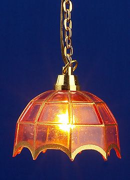 Dolls House Light - Hanging Tiffany Cranberry